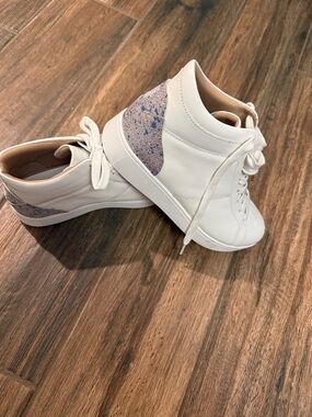 Fitflop White High-Top Sneakers with Multicolor Speckle Heel NWT